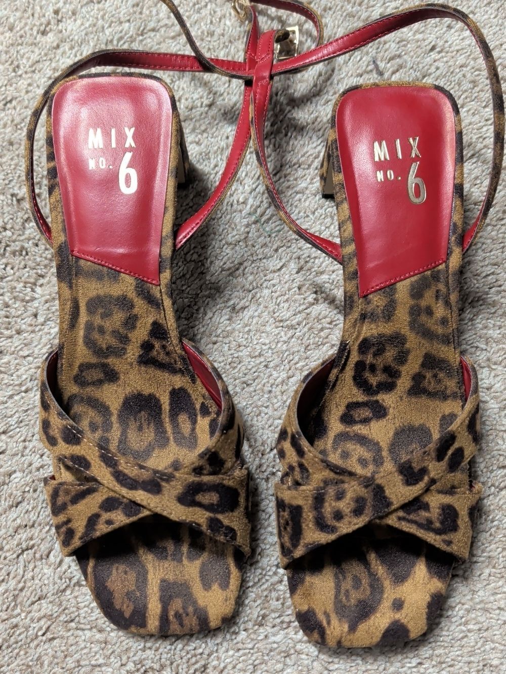 Mix No. 6 Leopard Print Strappy Sandal with Red Insole
